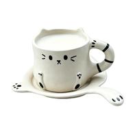 Tasse à café avec soucoupe Mug en Céramique Forme Voiture 230ml avec | Service à Thé Artisanal pour Lait Chocolat Chaud Maison Bureau Restaurant Appartement
