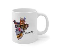 Tasse à café Burundi de 325 ml - Illustration moderne - Paysage urbain - Jolie tasse à café et thé - Cadeau d'anniversaire pour maman, mère et femme - En céramique - Blanc