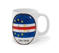 Tasse à café Cabo Verde blanche - Cadeau blanc - Motif drapeau - Couleur vive - Tasse humoristique en céramique - Pour pendaison de crémaillère - Cadeau de Noël et du Nouvel An - Pour collègues et