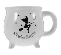 Tasse à Café de Chaudron, Céramique Blanche 401-500ml, Fête Halloween | Design Simple Élégant, Usage Maison ou Restaurant, Grosse Anse, Ouverture Large, Finition Brillante
