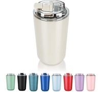 Tasse à café de voyage 280 ml, thermos en acier inoxydable, anti-fuite, réutilisable, double paroi, beige GOURDE