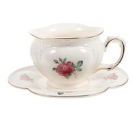 Tasse à Café Délicate avec Soucoupe en Céramique, Courbe Élégante | Style Européen pour Bureau et Maison, Usage Quotidien, Coffret, Service à Thé