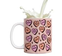 Tasse à café d'Halloween - Tasse en céramique imprimée 3D | Design gothique | Bonbon en pastel, motif chauve-souris fantôme, citrouille, cœur, 325 ml, cadeau pour femme, passe au micro-ondes et au