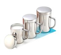 Tasse à café en acier inoxydable, 1 pièce, tasses métalliques à Double paroi, 400ml, 300ml, 200ml, tasse à thé avec couvercle et poignée pour tasse de voyage à domicile 1Pc 200ML
