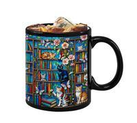 Tasse à café en céramique - 350 ml - Tasse à café en céramique et tasse de bibliothèque - Pour thé, lait, eau, jus, amoureux des animaux, auteurs, amateurs de lecture, maison, appartement