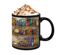 Tasse à café en céramique 350 ml | Vaisselle résistante à la chaleur 350 ml | Tasse à café en céramique et tasse de bibliothèque | Pour chocolat, thé, eau, jus, maison, dortoir, hôtel, appartement