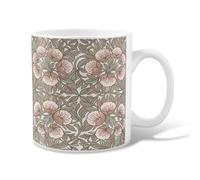 Tasse à café en céramique à motif floral élégant pétale de feuille printemps pêche fantaisie tasse à boire de bureau avec poignée idéale pour les amis, la famille, les collègues de travail, les