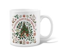 Tasse à café en céramique avec citation botanique de Noël 325 ml | Illustration botanique, tasse à thé, oiseaux d'hiver, feuillage de pin, citation de vacances, décoration d'intérieur