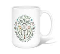 Tasse à café en céramique avec citation du patrimoine indigène Dreamy | Illustration d'art bohème, gobelet, citation du patrimoine culturel, plumes et fleurs traditionnelles