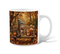 Tasse à café en céramique avec motif chat, écureuil, citrouilles, orange, fantaisie, tasse à thé fantaisie avec poignée, idéale pour les amis, la famille, les collègues, les enseignants, les couples
