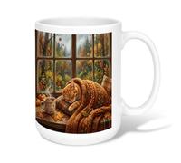 Tasse à café en céramique avec motif chat - Style rustique - Avec poignée - Idéale pour les amis, la famille, les collègues, les enseignants, les couples, les employés - 425,2 g