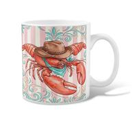 Tasse à café en céramique avec motif de homard, chapeau de cowboy fantaisie, bandana d'été rouge, tasse à thé fantaisie avec poignée, idéale pour les amis, la famille, les collègues, les personnes