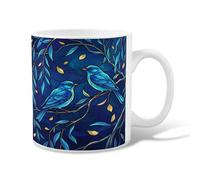 Tasse à café en céramique avec motif oiseaux et branches artistiques de la nature sans bleu fantaisie avec poignée, idéale pour les amis, la famille, les amoureux, les personnes âgées, les collègues