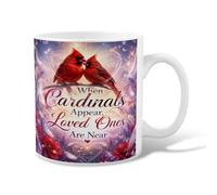 Tasse à café en céramique avec motif oiseaux, fleurs fantaisistes, cœurs, rouge d'hiver, tasse à thé fantaisie avec poignée, idéale pour les amis, la famille, les amoureux, les personnes âgées, les