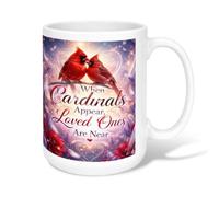 Tasse à café en céramique avec motif oiseaux, fleurs fantaisistes, cœurs, rouge d'hiver, tasse à thé fantaisie avec poignée, idéale pour l'amitié, la famille, les collègues, les enseignants, le