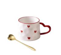 Tasse à café en céramique avec poignée en forme de cœur, 283,5 g, tasse à thé en porcelaine, passe au micro-ondes, cadeau de Saint-Valentin pour couple, tasse à lait pour petit-déjeuner