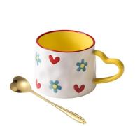 Tasse à café en céramique avec poignée en forme de cœur, 283,5 g - Tasse à thé en porcelaine - Passe au micro-ondes - Cadeau de Saint-Valentin pour couple - Tasse à lait pour petit-déjeuner - Cœur