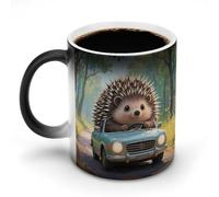 Tasse à café en céramique avec poignée en forme de hérisson - Sensible à la chaleur - Changement de couleur - 325 ml - Cadeau amusant