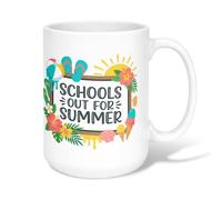Tasse à café en céramique avec poignée - Motif fleurs tropicales d'été - Jaune - 445 ml
