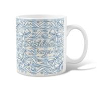 Tasse à café en céramique avec ruban - Motif étoiles et fleurs - Bleu clair - Avec poignée - Idéal pour les amis, la famille, les amoureux, les personnes âgées, les collègues de travail supérieurs