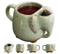 Tasse à café en céramique éléphant 425,2 g avec support pour sac à thé, tasse amusante en forme d'animal avec poignée, tasse unique idéale pour les amateurs de thé, usage domestique