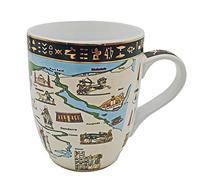 Tasse à café en céramique en porcelaine dorée de style égyptien antique pour café, thé pour la vie à la maison, la famille, les amis, café, restaurant, hôtel, 520 ml