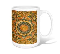 Tasse à café en céramique motif cachemire ethnique bohème avec poignée, idéale pour les amis, la famille, les amoureux, les personnes âgées, les collègues de travail, 445 ml