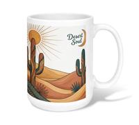 Tasse à café en céramique motif cactus, style bohème, nature, soleil, désert, été, marron, fantaisie pour bureau, tasse avec poignée, idéale pour les amis, la famille, les collègues, les enseignants
