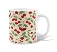 Tasse à café en céramique motif cerises, feuilles ludiques, papillon d'été rouge, tasse à thé fantaisie avec poignée, idéale pour les amis, la famille, les collègues, les personnes âgées, les