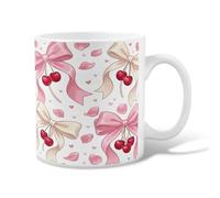 Tasse à café en céramique motif cerises, romantique, nœud fantaisie, pétale printanière, pêche, tasse à chocolat chaud avec poignée, idéale pour les amis, la famille, les amoureux, les personnes âgées