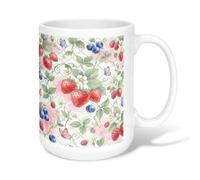 Tasse à café en céramique motif fraise, fleur de myrtille fantaisie d'été rouge, tasse à chocolat chaud avec poignée, idéale pour les amis, la famille, les amoureux, les personnes âgées, les collègues