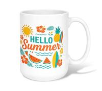 Tasse à café en céramique, motif hibiscus tropical, pastèque, été, orange, tasse à thé fantaisie avec poignée, idéale pour l'amitié, la famille, les collègues, les enseignants, le personnel chéri, 445