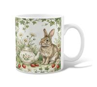 Tasse à café en céramique motif lapin, théière vintage printanière, marguerites, tasse à boire de bureau avec poignée, idéale pour les amis, la famille, les collègues, les enseignants, les couples