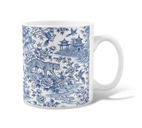 Tasse à café en céramique motif léopard, fleurs traditionnelles orientales, oiseaux, sans bleu, tasse à thé fantaisie avec poignée, idéale pour les amis, la famille, les collègues, les enseignants