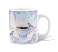 Tasse à café en céramique, motif maison d'oiseaux fantaisie, couleur pastel, tasse à thé fantaisie avec poignée, idéale pour les amis, la famille, les collègues, les enseignants, les couples, les