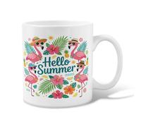 Tasse à café en céramique motif oiseau tropical, hibiscus tropical, ananas, pêche d'été, tasse à thé fantaisie avec poignée, idéale pour les amis, la famille, les collègues, les personnes âgées, les