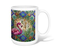 Tasse à café en céramique motif oiseaux tropicaux, fleurs, feuilles, pêche, tasse à thé fantaisie avec poignée, idéale pour l'amitié, la famille, les collègues, les enseignants, le personnel chéri