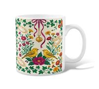 Tasse à café en céramique motif oiseaux vintage fleurs feuilles printemps jaune fantaisie tasse à thé avec poignée idéale pour les amis, la famille, les collègues, les enseignants, les couples, les