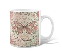 Tasse à café en céramique motif papillon, style bohème, vintage, fleurs, lune, printemps, pêche, tasse à thé fantaisie avec poignée, idéale pour les amis, la famille, les amoureux, les personnes âgées