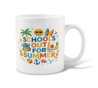 Tasse à café en céramique motif soleil espiègle palmier planche de surf d'été jaune fantaisie avec poignée idéale pour les amis, la famille, les collègues, les enseignants, les couples, les employés