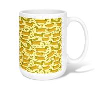 Tasse à café en céramique motif teckel fantaisie, hot-dog cornichon d'été jaune, tasse fantaisie avec poignée, idéale pour l'amitié, la famille, les collègues, les enseignants, le personnel chéri