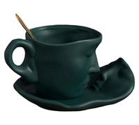 Tasse à café en céramique originale avec sous-tasse et cuillère