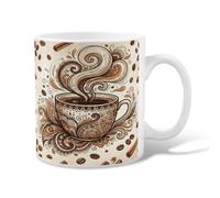 Tasse à café en céramique - Style bohème - Tourbillons de vapeur - Marron - Fantaisie - Avec poignée - Idéal pour les amis, la famille, les collègues, les enseignants, les couples, les employés - 325