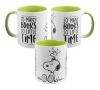 The Peanuts Tasse Snoopy - So many books - So little time - Tasse à café en céramique - Vert et blanc - 320 ml