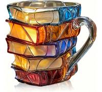 Tasse à café en forme de livre 3D/Tasse en verre en forme de livre empilé - Un cadeau pour les amateurs de littérature, les rats de bibliothèque, les lecteurs, les écrivains et les passionnés de livre