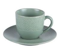Tasse à café et sa soucoupe Vésuvio sauge 12 cl (lot de 6) - Table Passion - Vert - Grès Vert G