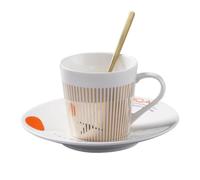 Tasse à café et soucoupe en céramique réfléchissante | Home Office Creative Refraction Reflection Electroplating Mirror Cup with Spoon Shoukaku Gold-90ml