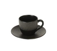 Tasse à café et sous-tasse Vésuvio noir 12 cl (lot de 6)