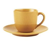 Table Passion – Tasse à café et sous-tasse Vésuvio 12 cl – Safran – Grès – Lot de 6