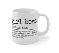 Tasse à café « Girl Boss Noun » - 325 ml - Texte - Typographie - Nouveauté - Tasse à thé - Cadeau d'anniversaire - En céramique - Blanc